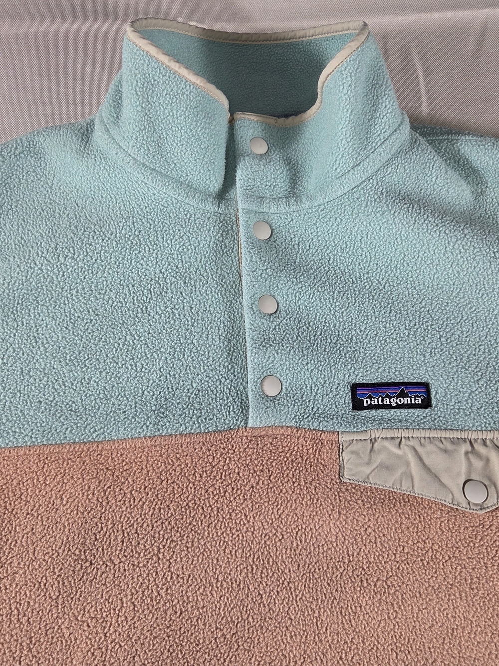 Patagonia Synchilla Snap-T Fleece Pullover Large Blue Pink Colorblock - Picture 5 of 9